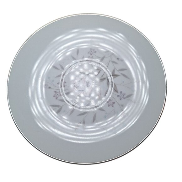 Memphis Fine China Floral Pattern Saucer Silver Trim Vintage Pink Gray Rose‎ - Picture 3 of 5